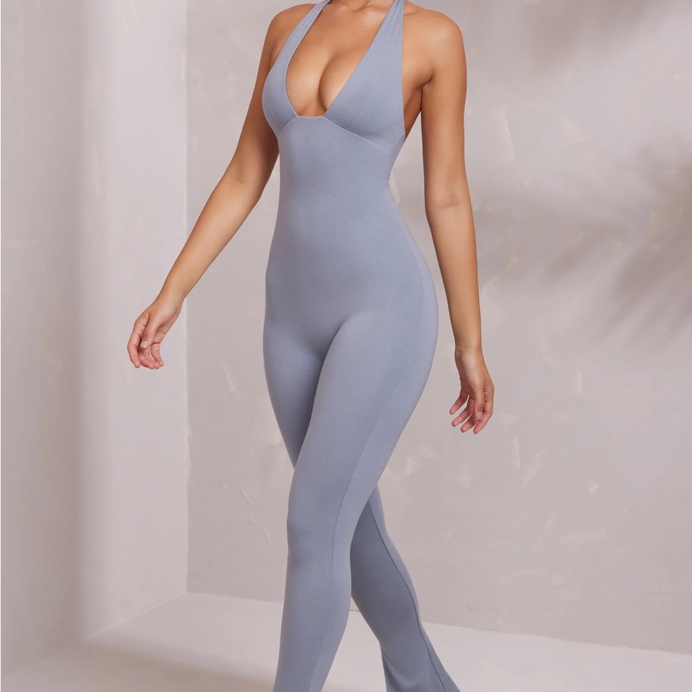 Oh Polly Light Blue Halter Jumpsuit